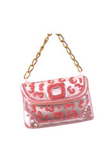Athome Pavloudakis - Χριστουγεννιάτικο ροζ γυάλινο στολίδι τσάντα (6 cm)