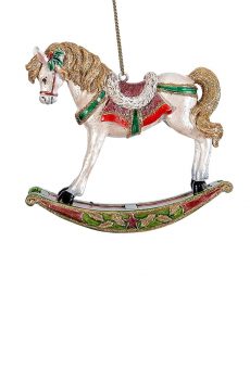 Athome Pavloudakis - Χριστουγεννιάτικο λευκό polyresin στολίδι άλογο  8 cm