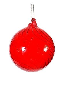 Athome Pavloudakis - Χριστουγεννιάτικη διάφανη κόκκινη γυάλινη μπάλα (10 cm)