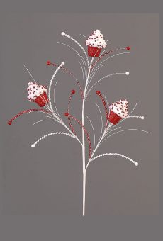 Athome Pavloudakis - Χριστουγεννιάτικο κόκκινο διακοσμητικό συνθετικό κλαρί με κεκάκια (82 cm)