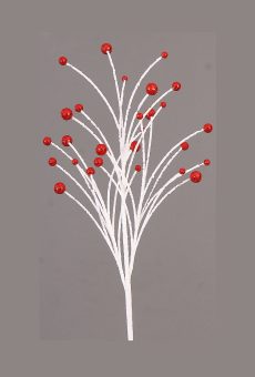 Athome Pavloudakis - Χριστουγεννιάτικο λευκό συνθετικό κλαρί με κόκκινες μπάλες (66 cm)