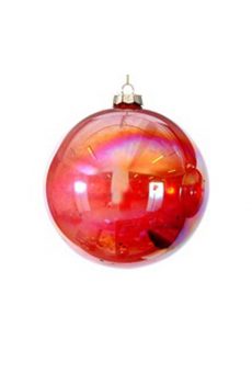 Athome Pavloudakis - Χριστουγεννιάτικη γυάλινη μπάλα κόκκινη ιριδίζον 12 cm