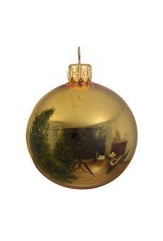 Athome Pavloudakis - Χριστουγεννιάτικη γυάλινη γυαλιστερή χρυσή μπάλα (10 cm)