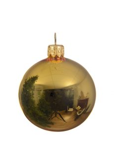 Athome Pavloudakis - Χριστουγεννιάτικη γυάλινη γυαλιστερή χρυσή μπάλα (15 cm)