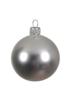 Athome Pavloudakis - Χριστουγεννιάτικη γυάλινη ασημί ματ μπάλα (10 cm)