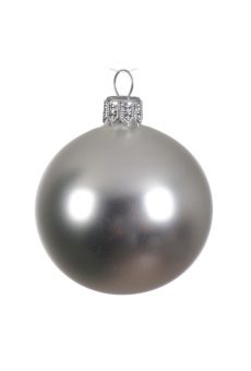 Athome Pavloudakis - Χριστουγεννιάτικη γυάλινη ασημί ματ μπάλα  (15 cm)