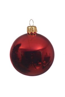 Athome Pavloudakis - Χριστουγεννιάτικη γυάλινη γυαλιστερή κόκκινη μπάλα (8 cm)