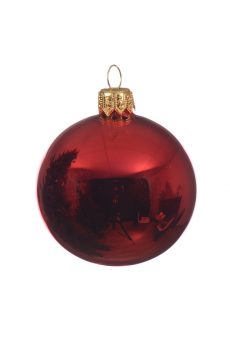 Athome Pavloudakis - Χριστουγεννιάτικη γυάλινη γυαλιστερή κόκκινη μπάλα (15 cm)