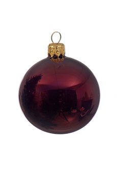 Athome Pavloudakis - Χριστουγεννιάτικη γυάλινη γυαλιστερή μπορντώ μπάλα (8 cm)