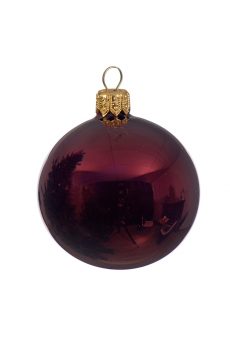 Athome Pavloudakis - Χριστουγεννιάτικη γυάλινη γυαλιστερή μπορντώ μπάλα (10 cm)