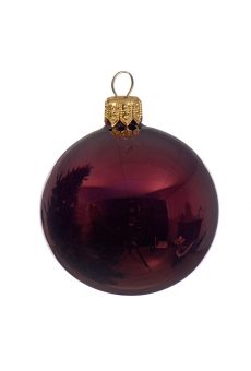 Athome Pavloudakis - Χριστουγεννιάτικη γυάλινη γυαλιστερή μπορντώ μπάλα (15 cm)