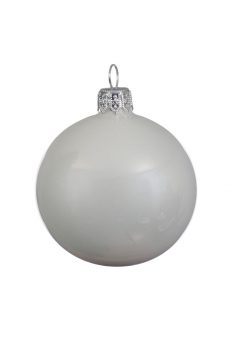 Athome Pavloudakis - Χριστουγεννιάτικη γυάλινη γυαλιστερή λευκή μπάλα (10 cm)