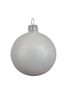 Athome Pavloudakis - Χριστουγεννιάτικη γυάλινη γυαλιστερή λευκή μπάλα (15 cm)