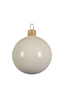 Athome Pavloudakis - Χριστουγεννιάτικη γυάλινη γυαλιστερή μπάλα σε λευκό μεταλλικό χρώμα (15 cm)