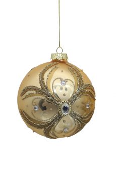 Athome Pavloudakis - Χριστουγεννιάτικη γυάλινη χρυσή μπάλα με σχέδια (10 cm)