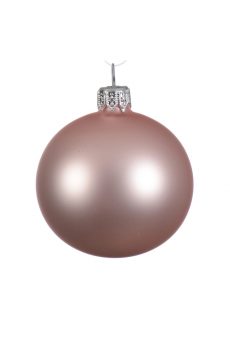 Athome Pavloudakis - Χριστουγεννιάτικη γυάλινη ανοιχτόχρωμη ροζ ματ μπάλα (10 cm)
