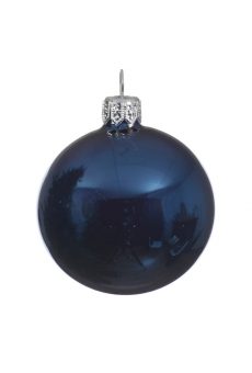 Athome Pavloudakis - Χριστουγεννιάτικη γυάλινη μπλε γυαλιστερή μπάλα (10 cm)