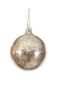 Athome Pavloudakis - Χριστουγεννιάτικη γυάλινη διακοσμητική χρυσή μπάλα με εσωτερικές λεπτομέρειες (10 cm)