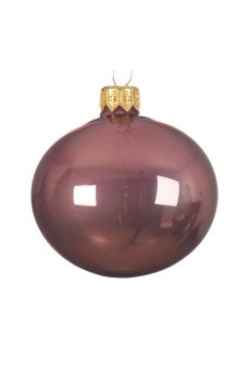 Athome Pavloudakis - Χριστουγεννιάτικη γυάλινη ροζ γυαλιστερή μπάλα (15 cm)