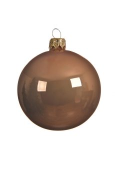Athome Pavloudakis - Χριστουγεννιάτικη γυάλινη γυαλιστερή καφέ μπάλα (10 cm)