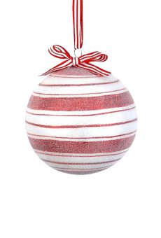 Athome Pavloudakis - Χριστουγεννιάτικη γυάλινη κόκκινη-λευκή μπάλα με σχέδια (10 cm)