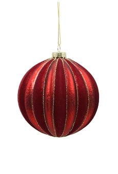 Athome Pavloudakis - Χριστουγεννιάτικη γυάλινη κόκκινη μπάλα με γκλιτερ λεπτομέρειες (10 cm)