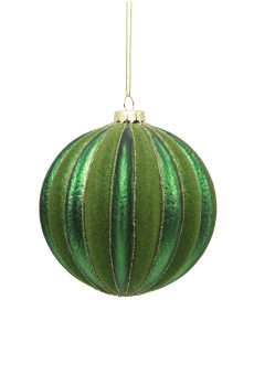 Athome Pavloudakis - Χριστουγεννιάτικη γυάλινη πράσινη μπάλα με γκλιτερ λεπτομέρειες (10 cm)