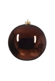 Athome Pavloudakis - Χριστουγεννιάτικη γυάλινη γυαλιστερή μπάλα σε καφέ χρώμα (15 cm)