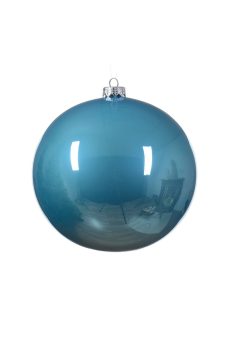 Athome Pavloudakis - Χριστουγεννιάτικη γυάλινη γυαλιστερή μπάλα σε μπλε μεταλλικό χρώμα (15 cm)