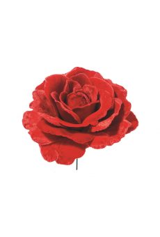 Athome Pavloudakis - Χριστουγεννιάτικο κόκκινο βελούδο τριαντάφυλλο 17 cm