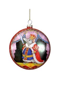 Athome Pavloudakis - Χριστουγεννιάτικο πολύχρωμο γυάλινο στολίδι βασιλιάς ποντικός (10 cm)