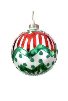 Athome Pavloudakis - Χριστουγεννιάτικη γυάλινη μπάλα πολύχρωμη 10 cm με σχέδια