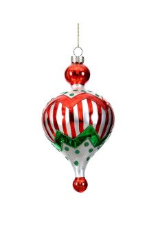 Athome Pavloudakis - Χριστουγεννιάτικο πολύχρωμο γυάλινο στολίδι σε σχήμα σβούρα (20 cm)