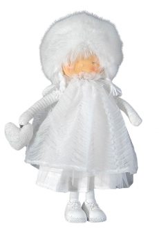 Athome Pavloudakis - Χριστουγεννιάτικο διακοσμητικό κορίτσι  σε λευκή απόχρωση με καρδιά  τσαντάκι 38 cm
