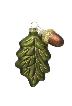 Athome Pavloudakis - Χριστουγεννιάτικο διακοσμητικό πράσινο γυάλινο φύλλο του δάσους (10