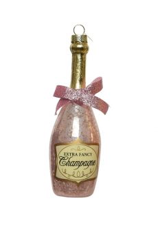 Athome Pavloudakis - Χριστουγεννιάτικο γυάλινο στολίδι ροζ σαμπάνια με φιόγκο (13