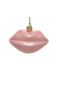 Athome Pavloudakis - Χριστουγεννιάτικο γυάλινο ροζ στολίδι χείλη (6