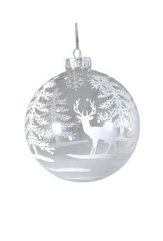 Athome Pavloudakis - Χριστουγεννιάτικη γυάλινη μπάλα διάφανη 10 cm ελάφι
