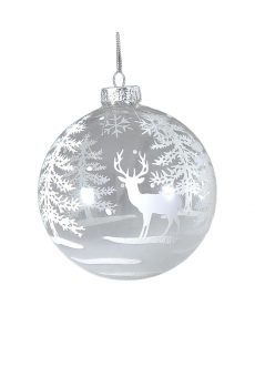 Athome Pavloudakis - Χριστουγεννιάτικη γυάλινη μπάλα διάφανη 12 cm ελάφι