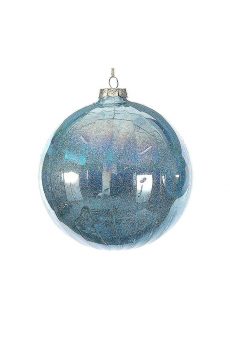 Athome Pavloudakis - Χριστουγεννιάτικη γυάλινη μπάλα μπλε ιριδίζων 10 cm