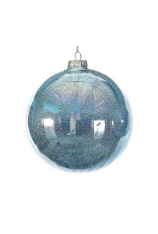 Athome Pavloudakis - Χριστουγεννιάτικη γυάλινη μπάλα μπλε ιριδίζον 12 cm