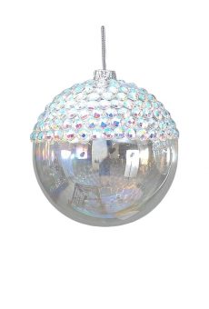 Athome Pavloudakis - Χριστουγεννιάτικη γυάλινη μπάλα διάφανη 8 cm με πούλιες