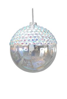 Athome Pavloudakis - Χριστουγεννιάτικη γυάλινη μπάλα διάφανη 12 cm με πούλιες