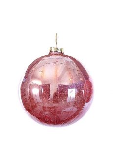 Athome Pavloudakis - Χριστουγεννιάτικη γυάλινη μπάλα ροζ γυαλιστερό 10 cm με σχέδια