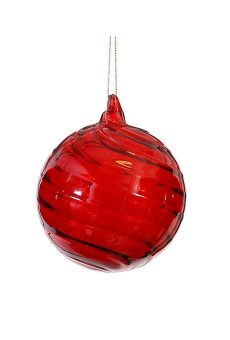 Athome Pavloudakis - Χριστουγεννιάτικη διάφανη γυάλινη κόκκινη μπάλα (10 cm)