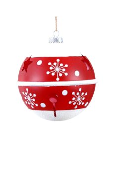 Athome Pavloudakis - Χριστουγεννιάτικη κόκκινη-λευκή συνθετική μπάλα σε σχήμα καμπάνας (15 cm)