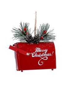 Athome Pavloudakis - Χριστουγεννιάτικο κόκκινο μεταλλικό διακοσμητικό στολίδι γραμματοκιβώτιο (10 cm)