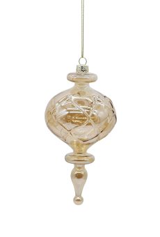Athome Pavloudakis - Χριστουγεννιάτικο χρυσό γυάλινο κρεμαστό διακοσμητικό στολίδι (15 cm)