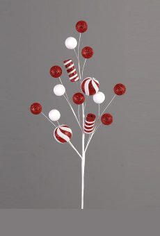 Athome Pavloudakis - Χριστουγεννιάτικο κόκκινο διακοσμητικό συνθετικό κλαρί με μαρσμελοου (69 cm)