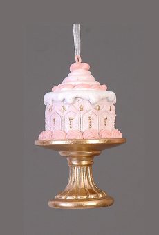 Athome Pavloudakis - Χριστουγεννιάτικη ροζ συνθετική διακοσμητική τούρτα με χρυσές λεπτομέρειες (9 cm)